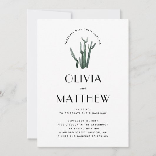 Wüstenchic Cactus Wedding mit Foto & QR Code Einladung (Vorderseite)