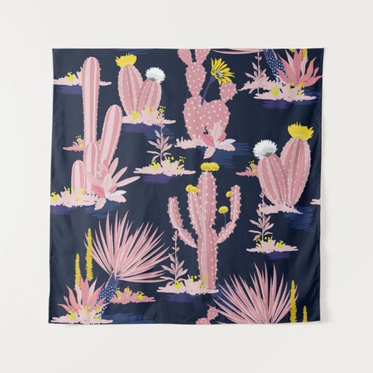 Wüstenchic: Pastel Cactus Bloom Wandteppich (Vorderseite)