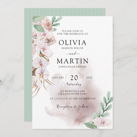 Wüstendusche Rosa und Heirat Einladung (Vorne/Hinten)