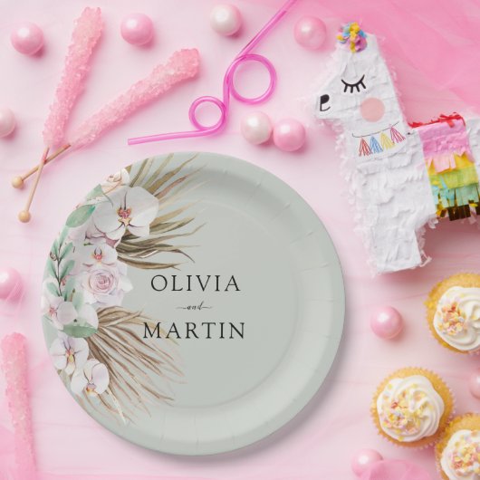 Wüstendusche Rosa und Heirat Pappteller (Party)