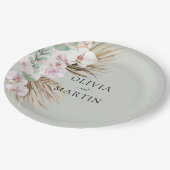 Wüstendusche Rosa und Heirat Pappteller (Schrägansicht)