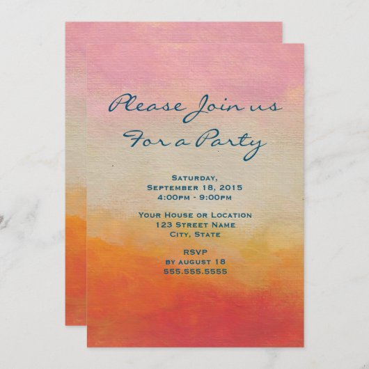 Wüstenfarben Abstrakte Landschaft Generisches Part Einladung (Vorne/Hinten)