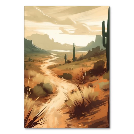 Wüstenfarben Terracotta Südwest Hochzeit Tischnummer (Rückseite)