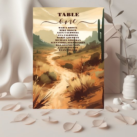 Wüstenfarben Terracotta Südwest Hochzeit Tischnummer