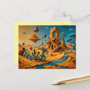 Wüstenfata Morgane Ocker Orange Türkis Blau Postkarte