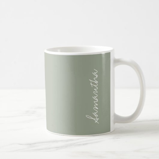 Wüstenfläche Graue grüne Solid-Farbe Personalisier Kaffeetasse (Rechts)