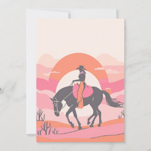 Wüstenflüge mit Cowgirl beim Reiten ihres Pferdes Einladung