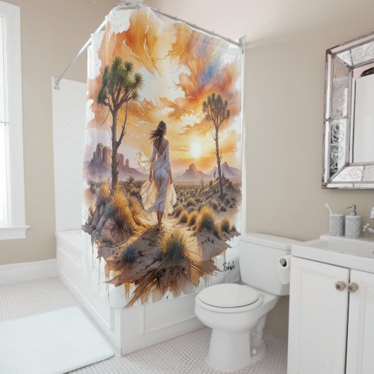 Wüstenfriedenheit: Mystische Reise durch den Sand Duschvorhang (Beispiel)