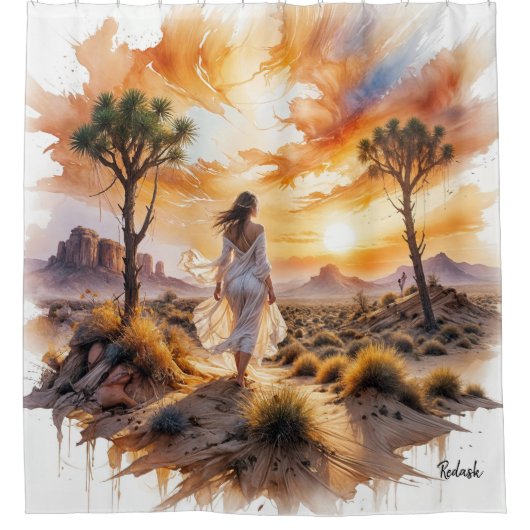 Wüstenfriedenheit: Mystische Reise durch den Sand Duschvorhang (Vorderseite)