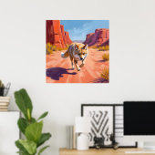 Wüstenfuchs mit lebendiger Canyonlandschaft Poster (Heimbüro)