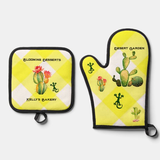 Wüstengarten Ofenhandschuh & Topflappen-Set (Vorderseite)