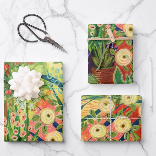 Wüstengartenwackelpapier — Flachblatt Set 3 Geschenkpapier Set (Vorderseite)