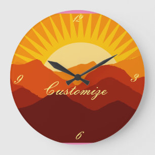 Wüstengebirge Sunset Thunder_Cove Große Wanduhr