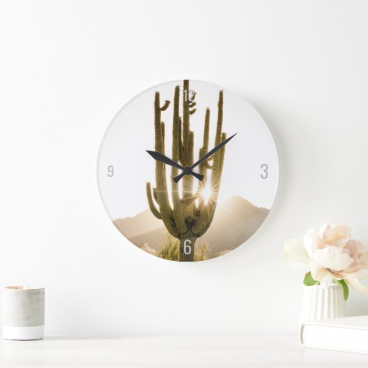 Wüstengefühlsuhr mit Cactus Foto Große Wanduhr (Zuhause)