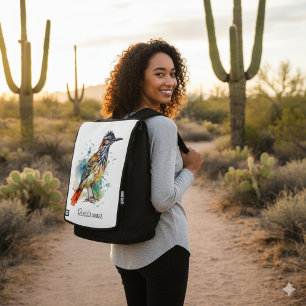 Wüstengeist, Roadrunner in Aquarell, individuell Rucksack