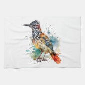 Wüstengeist, Roadrunner in Wasserfarbe Geschirrtuch (Horizontal)