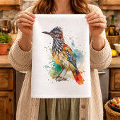 Wüstengeist, Roadrunner in Wasserfarbe Geschirrtuch