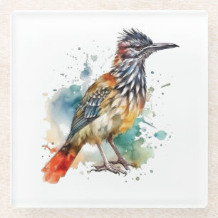 Wüstengeist, Roadrunner in Wasserfarbe Glasuntersetzer