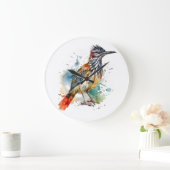 Wüstengeist, Roadrunner in Wasserfarbe Große Wanduhr (Zuhause)