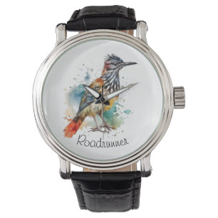 Wüstengeist, Roadrunner in Wasserfarbe, kundenspez Armbanduhr