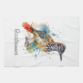 Wüstengeist, Roadrunner in Wasserfarbe, kundenspez Geschirrtuch (Horizontal)