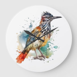 Wüstengeist, Wegekuckuck in Aquarell Große Wanduhr