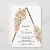 Wüstengetrocknete Palmen Blätter Pampas Gras Holzb Einladung (Vorderseite)