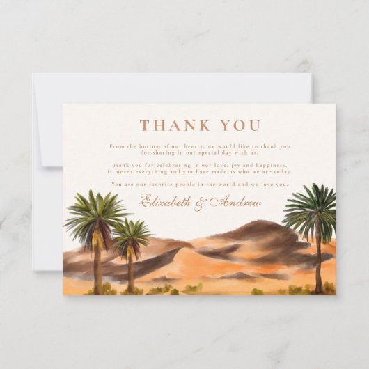 Wüstenhochzeit Dankeskarte (Vorderseite)
