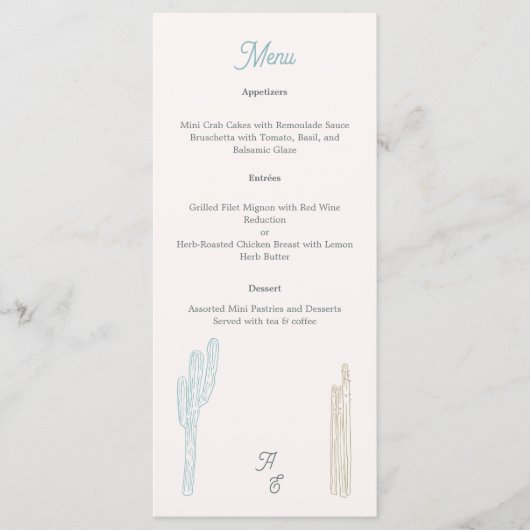 Wüstenhochzeit Menükarte (Vorderseite)