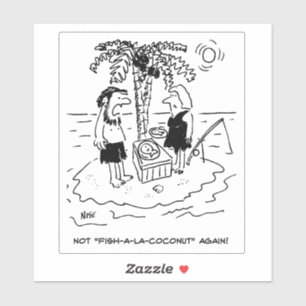 Wüsteninsel Castaway Couple Cartoon. Aufkleber