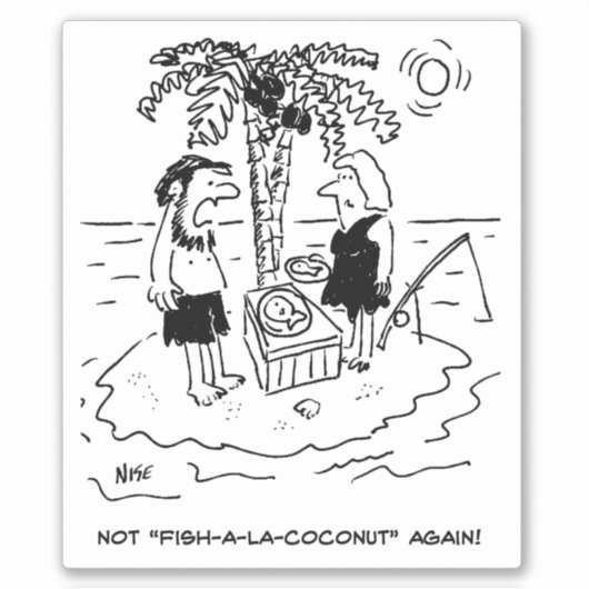 Wüsteninsel Castaway Couple Cartoon. Aufkleber (Vorderseite)