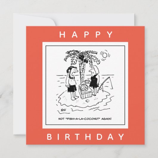 Wüsteninsel Fisch & Coconut Menu Cartoon Karte (Vorderseite)