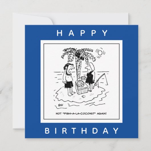 Wüsteninsel Fisch & Coconut Menu Cartoon Karte (Vorderseite)