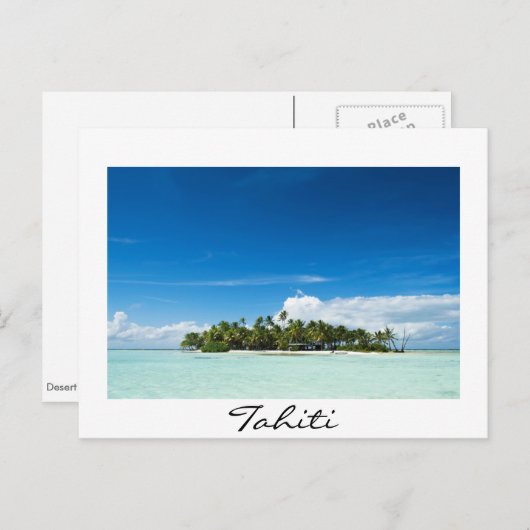 Wüsteninsel im Pazifik mit der Postkarte von Tahit (Vorne/Hinten)