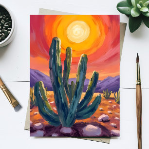 Wüstenkakteen Sonnenuntergang Natur Landschaftsm Postkarte