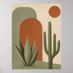 Wüstenkaktus & Agave Minimalistische Wandkunst Poster