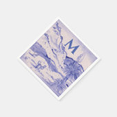 Wüstenkaktus Blaue weiße Landschaft Yucca Monogram Serviette (Ecke)