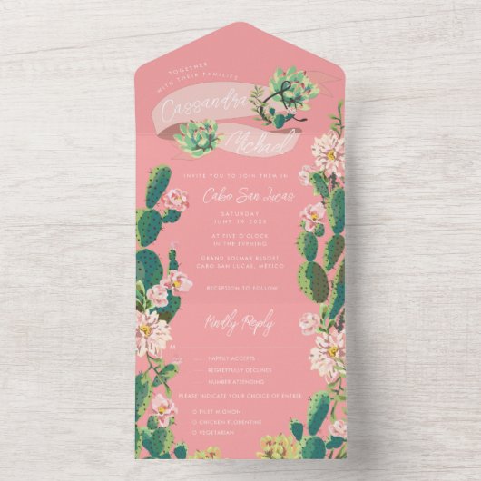 Wüstenkaktus Bloom All in One Wedite Einladung (Innen Boden)