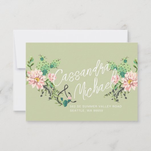 Wüstenkaktus Bloom Response Card mit Menüoptionen RSVP Karte (Rückseite)