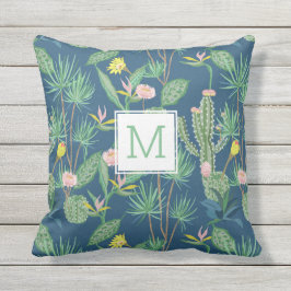 Wüstenkaktus, Blume, Palmenbaume Monogram Custom Kissen