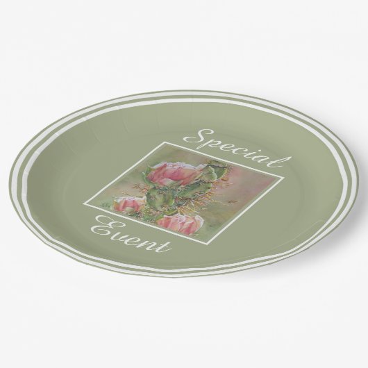 Wüstenkaktus-Blume Pappteller (Schrägansicht)