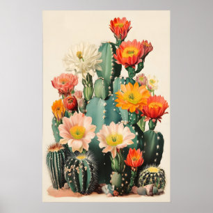 Wüstenkaktus-Blumenprint Botanische Wandkunst Poster