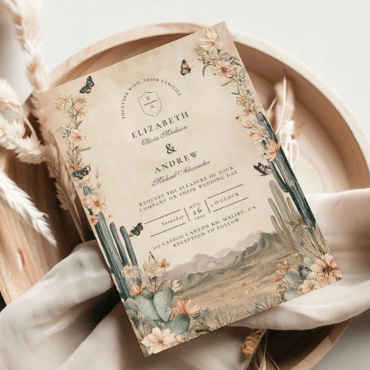 Wüstenkaktus Boho-Hochzeit Einladung