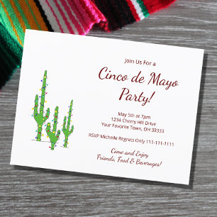 Wüstenkaktus Cinco de Mayo Fiesta-Party    Einladungspostkarte