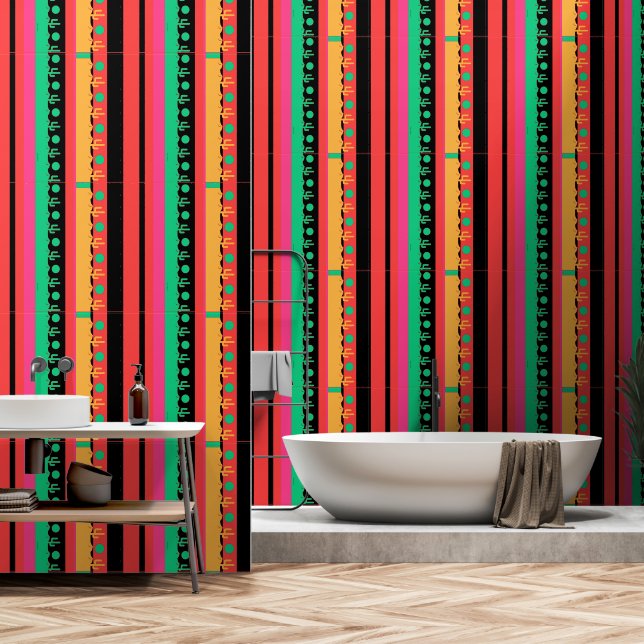 Wüstenkaktus Geo Vertikal Tapete (Badezimmer)