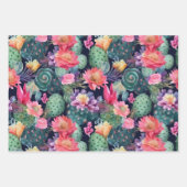Wüstenkaktus große blumengeschmückte Blume nahtlos Geschenkpapier Set (Vorderseite 3)