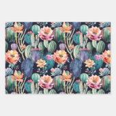 Wüstenkaktus große blumengeschmückte Blume nahtlos Geschenkpapier Set (Vorderseite 2)
