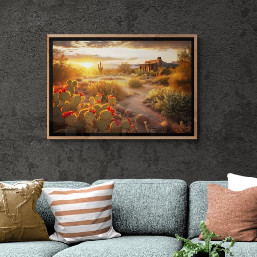 Wüstenkaktus in Bloom AI Art | Fotorealistisch Poster