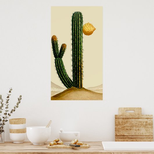 Wüstenkaktus in Blume Poster (Küche)