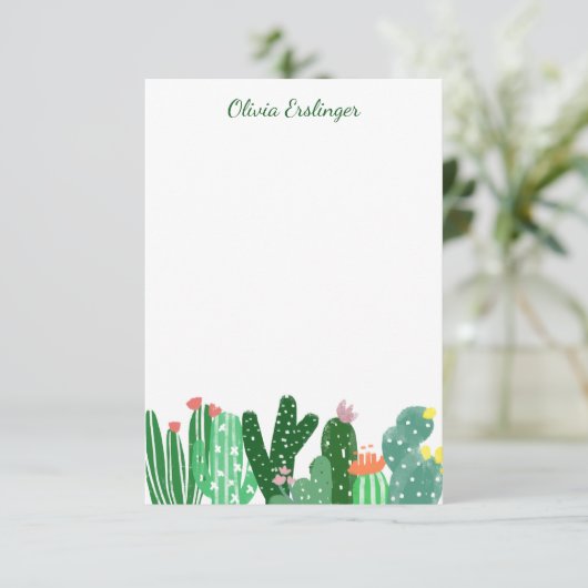 Wüstenkaktus Malerei in grün Personalisiert Dankeskarte (Stehend Vorderseite)